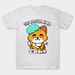 Cute orange Cat is a doctor T-Shirt
